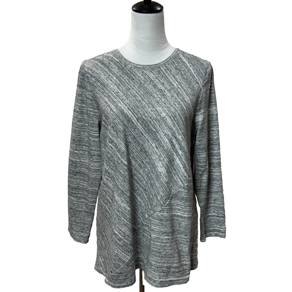 Pure J Jill Top Womens Large Petite‎ Gray Heathered Lagenlook Minimalist Tunic